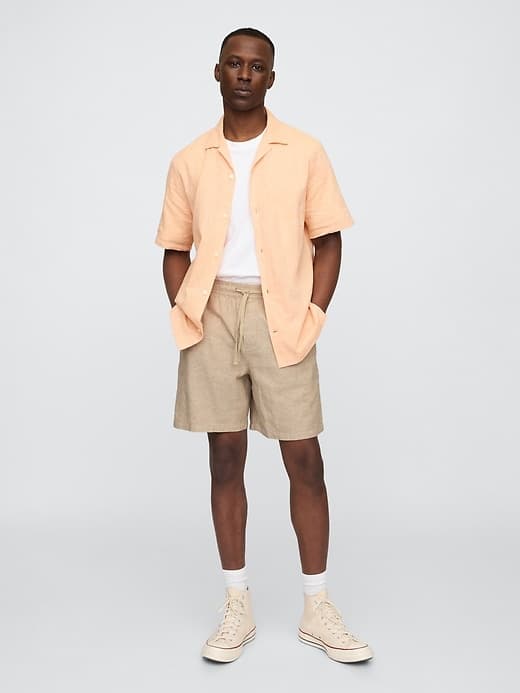Linen-Blend Easy Shorts