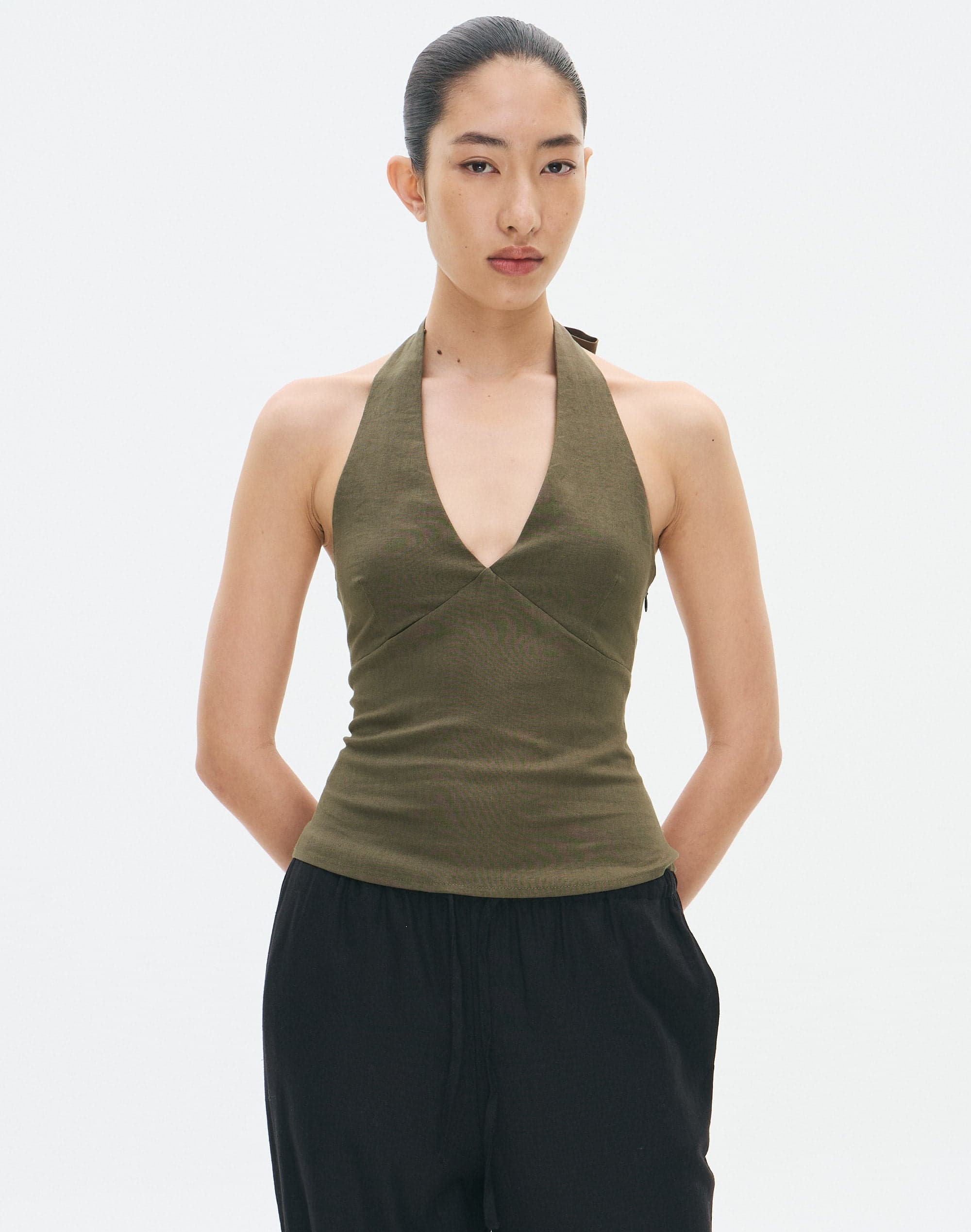 Fitted Linen Halter Top