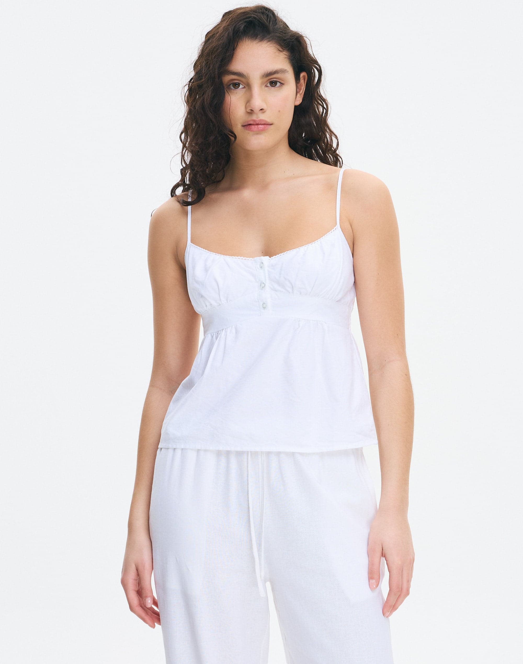 Cotton Picot Trim Tank Top