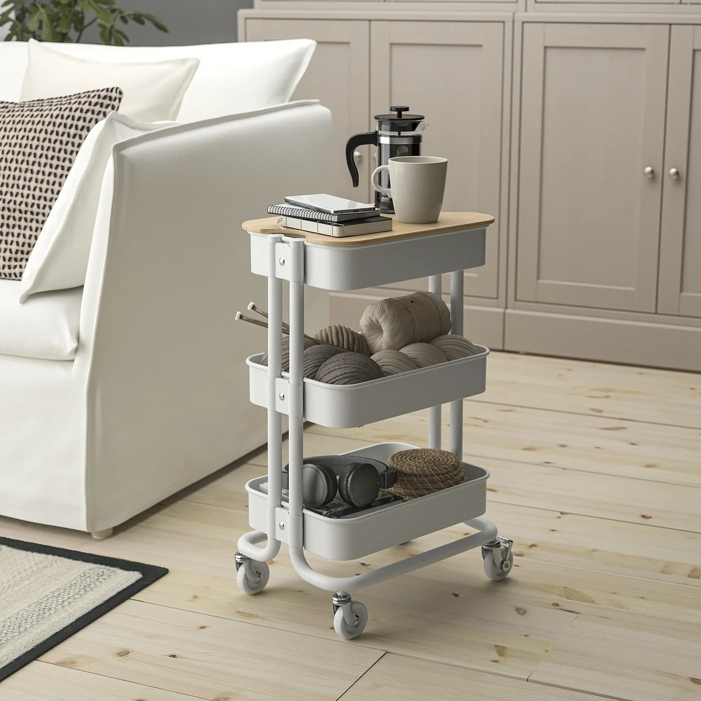 RÅSKOG Utility cart - white 11x15x24 " thumbnail 3