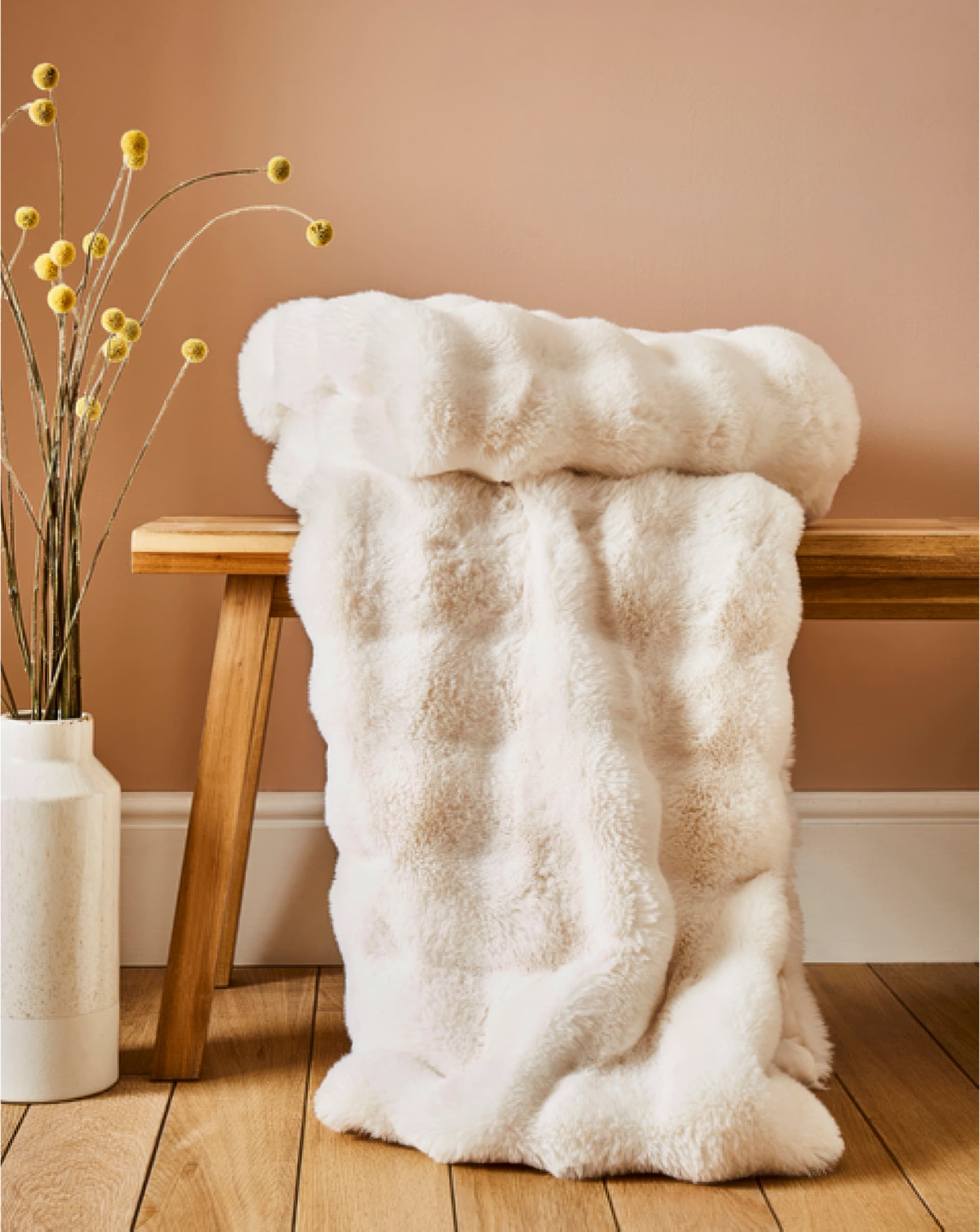 Bubble Faux Fur Throw - Ivory - Image 1