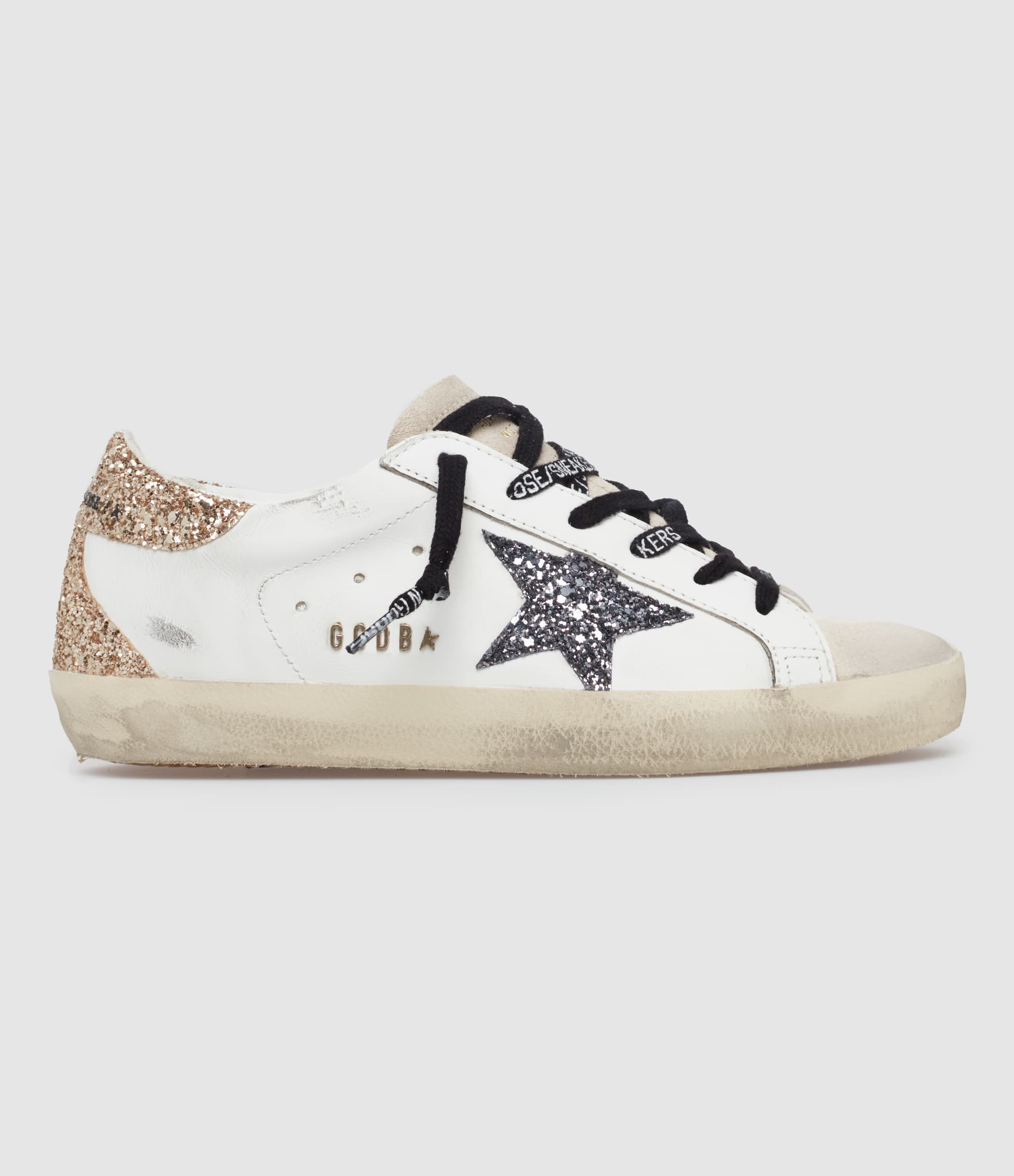 GOLDEN GOOSE - Baskets Superstar Crème Noir Doré - Image 1