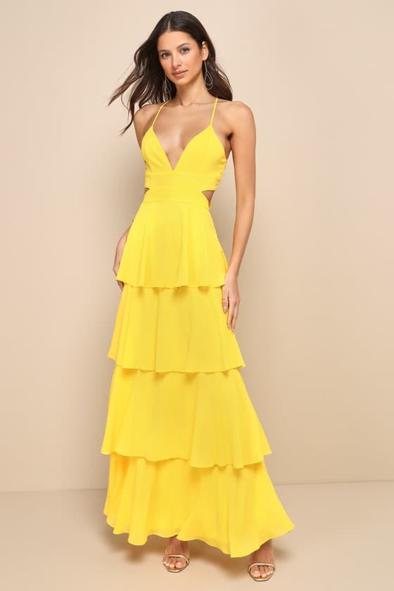 Yellow Tie-Back Maxi Dress