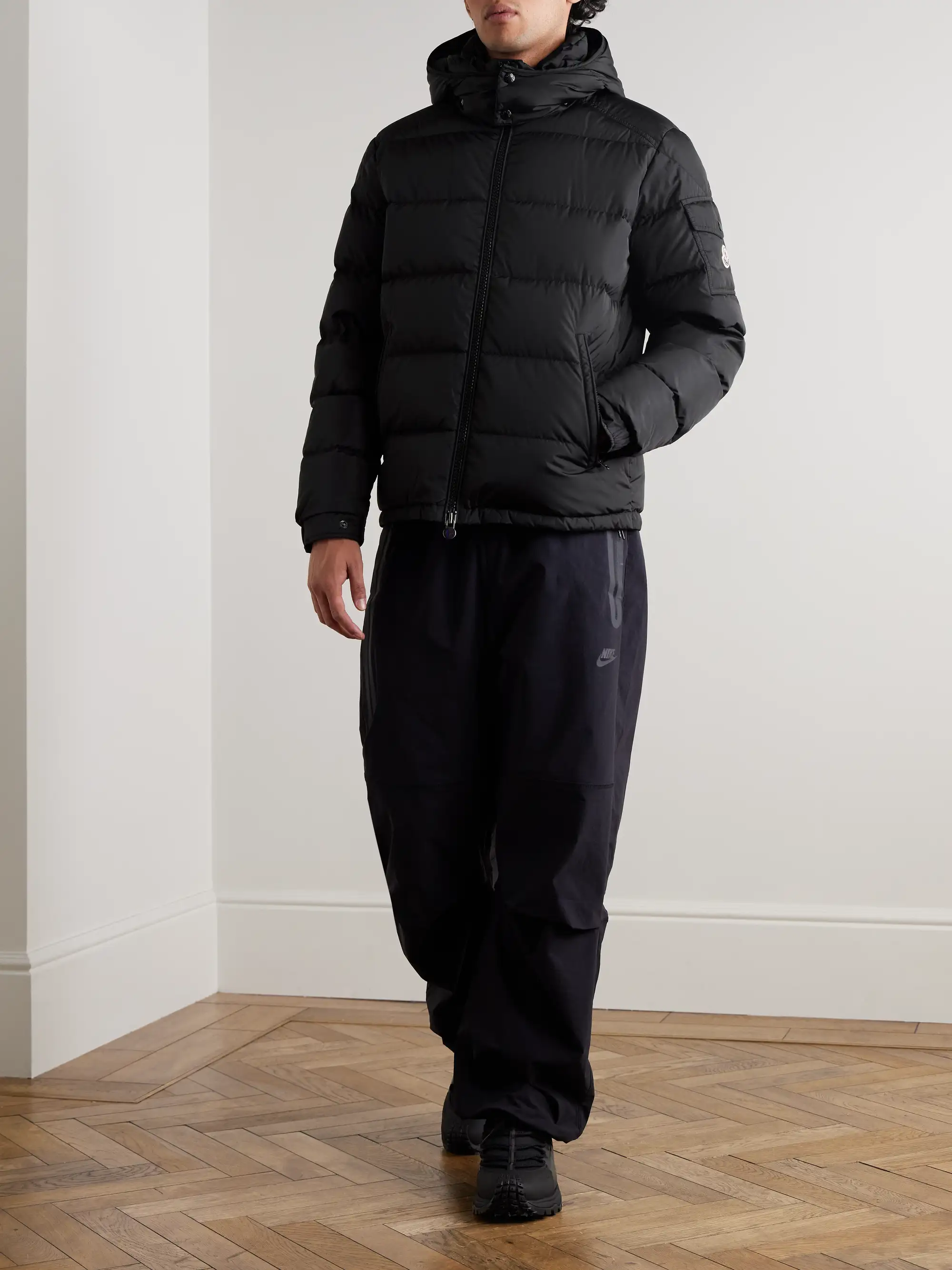 Maya Logo-Appliquéd Quilted Shell Hooded Down Jacket - black - 1 thumbnail 2