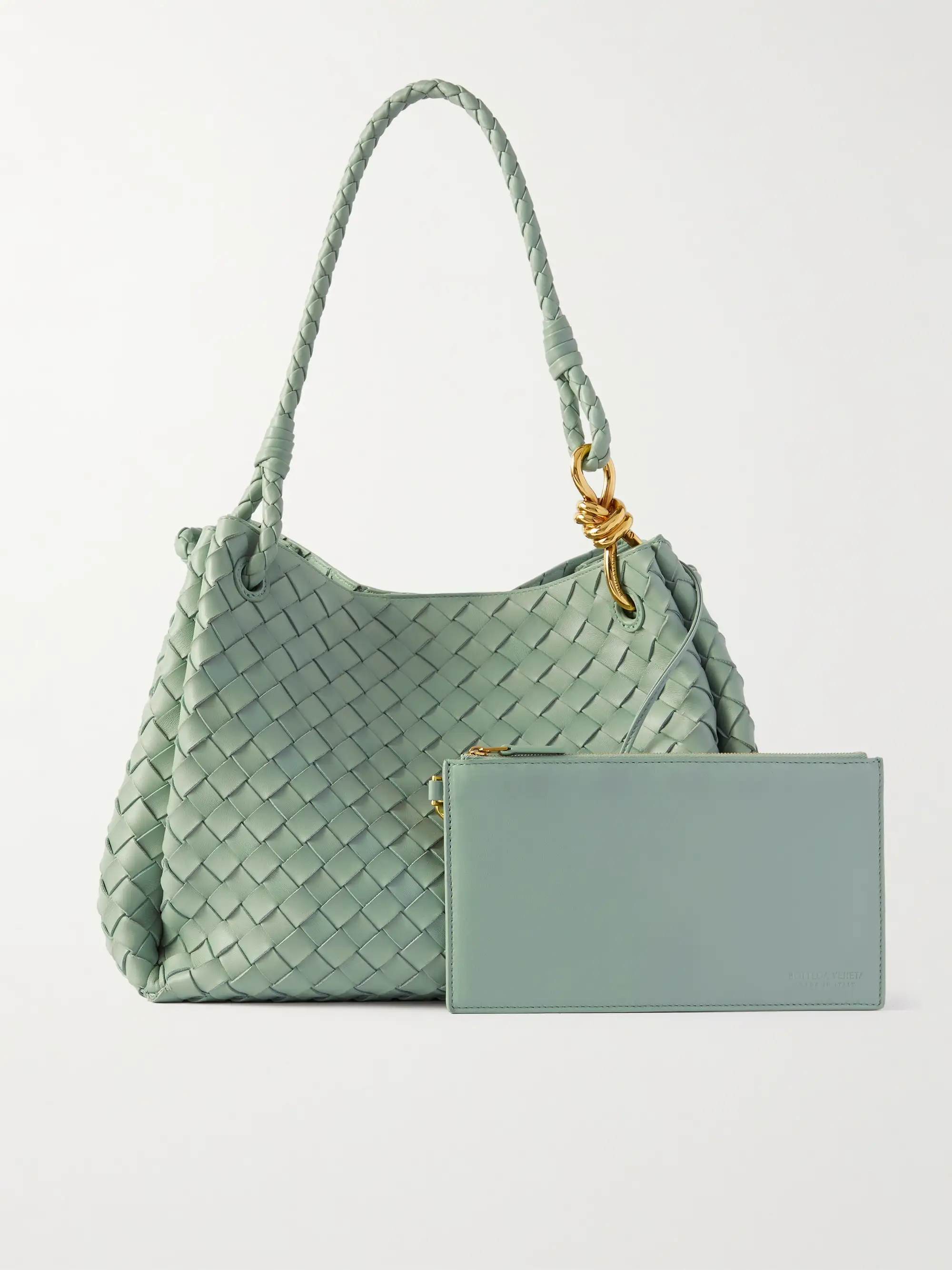 Parachute large intrecciato leather shoulder bag - green - One Size thumbnail 6