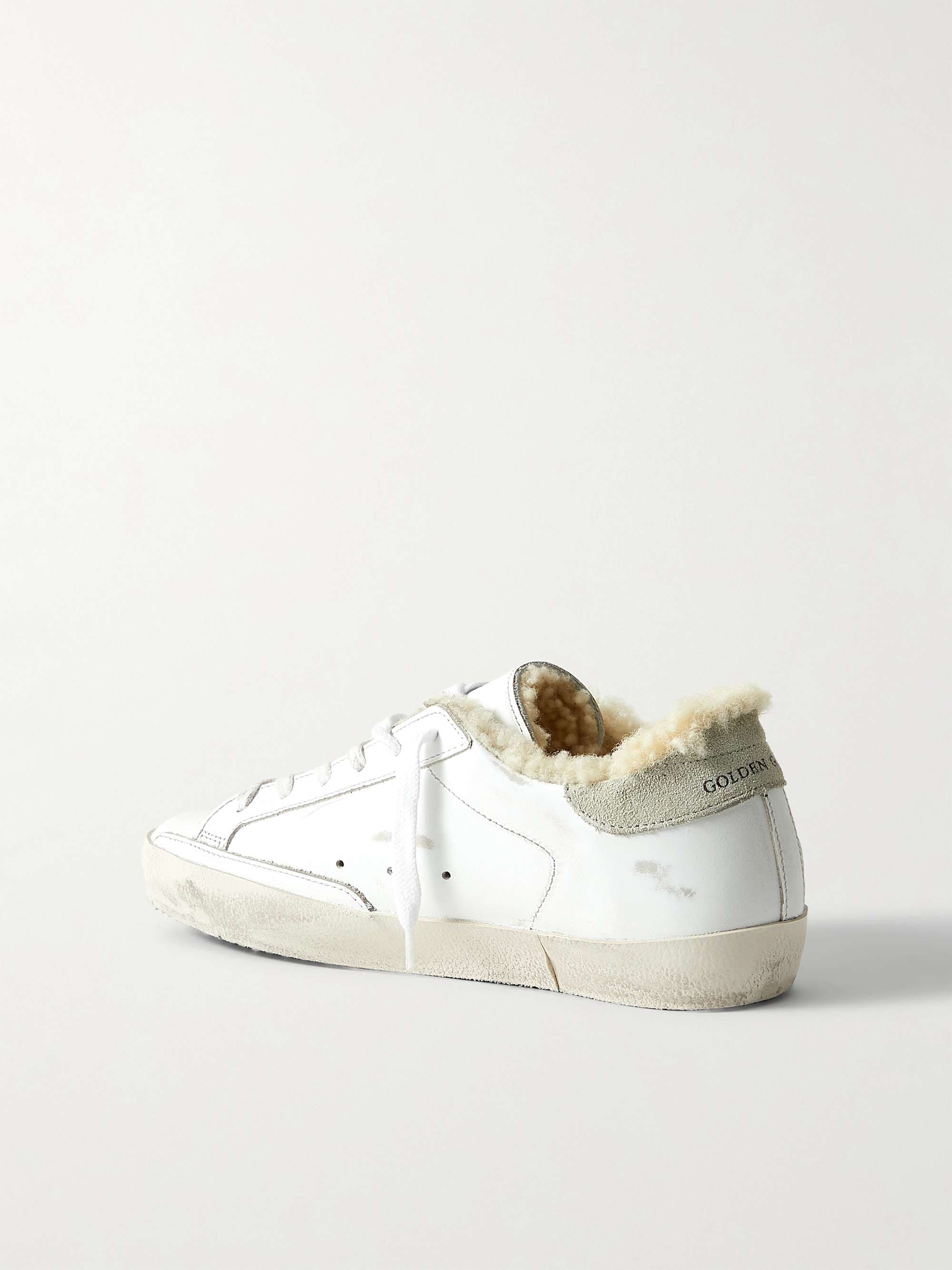 Superstar shearling-lined distressed glittered leather sneakers - white - IT35 thumbnail 3