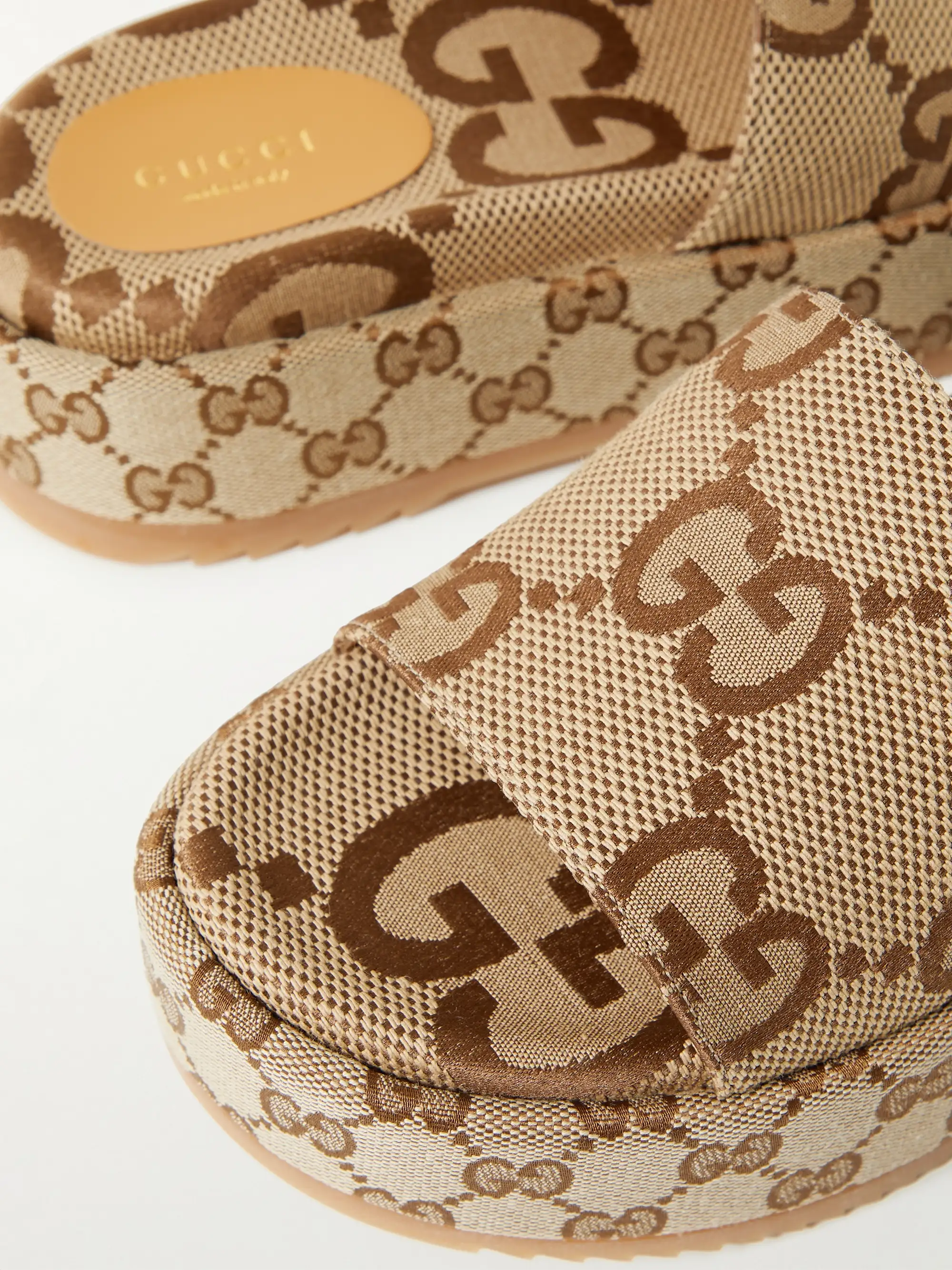 Angelina logo-jacquard coated-canvas platform slides - beige - IT33 thumbnail 4