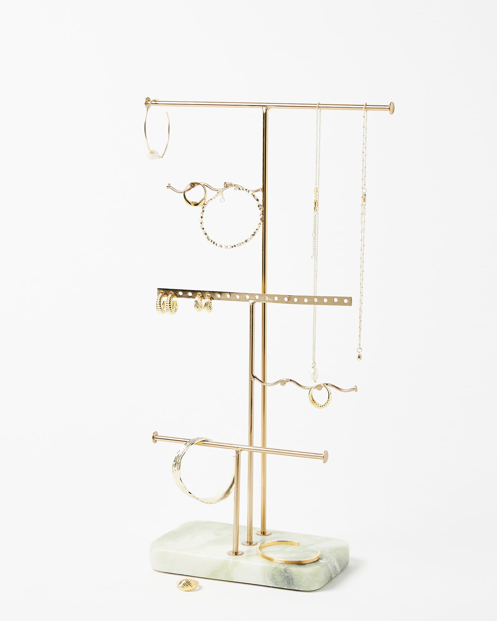 Gold Metal & Marble Wiggle Jewellery Stand | Oliver Bonas - Image 1