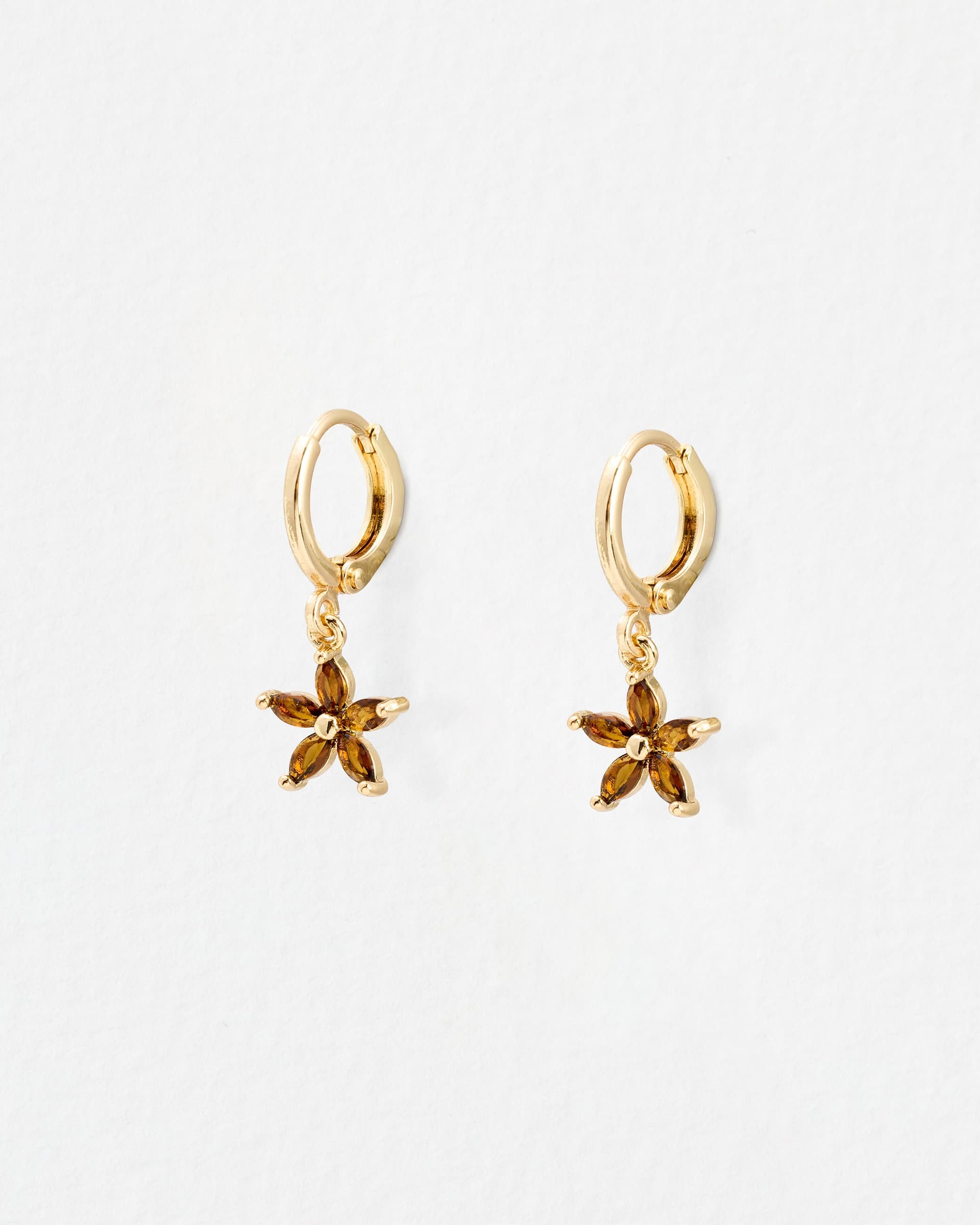 Herba Brown Flower Drop Earrings - Image 1