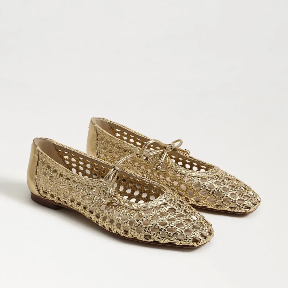 Sam Edelman Marcie Ballet Flat Amber Gold Faux Leather thumbnail 5
