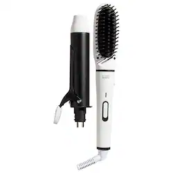 Mini Interchangeable 2-in-1 Hair Straightener Brush and Curling Iron - Image 1