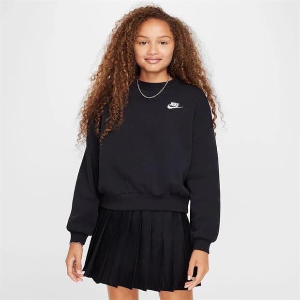 Nike Sportswear Club Fleece Big Kids' (Girls') Boxy Crewneck Sweatshirt - Image 1