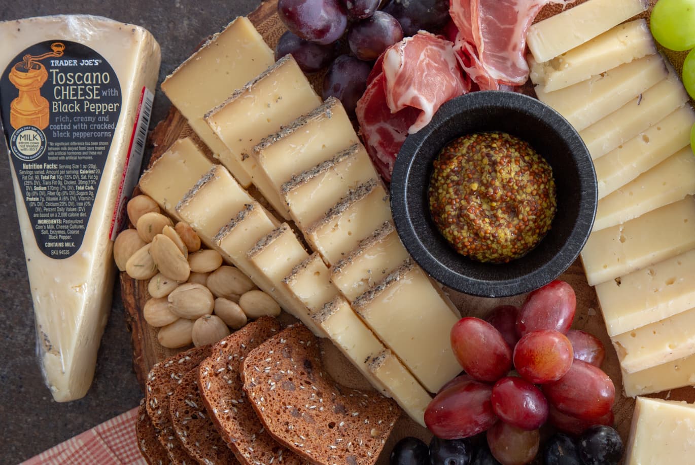 TJ’s Toscano Cheese with Black Pepper - charcuterie board - Image 1