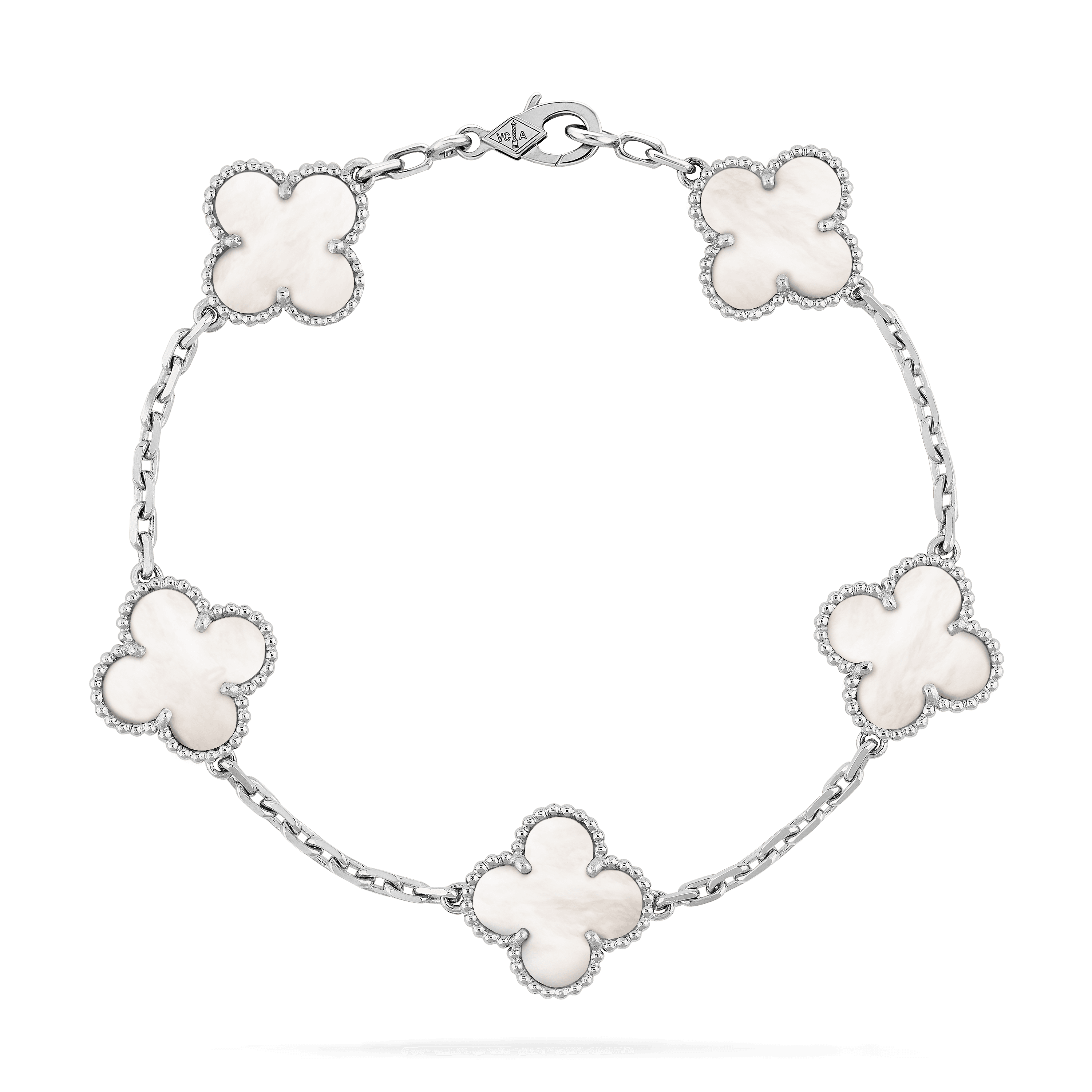 Bracciale Vintage Alhambra a 5 motivi Oro bianco 750/1000, Madreperla - Van Cleef & Arpels