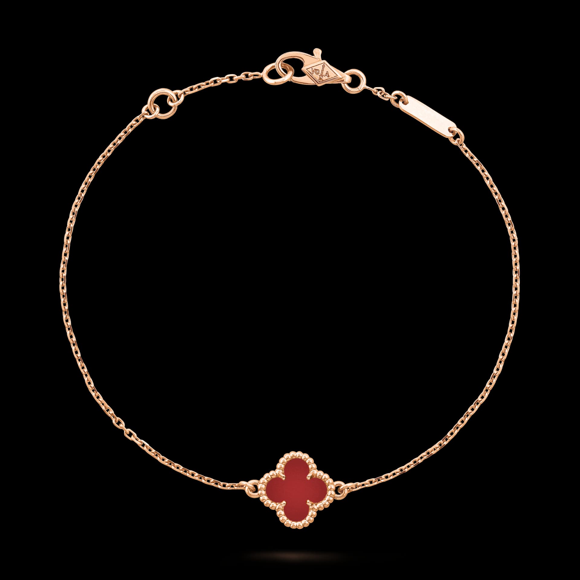 Sweet Alhambra bracelet 18K rose gold, Carnelian - Van Cleef & Arpels - Image 1