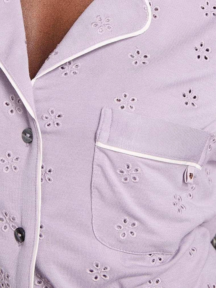 Modal Soft Eyelet Short Pajama Set thumbnail 2