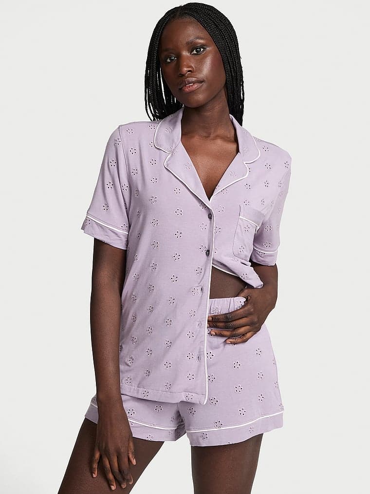 Modal Soft Eyelet Short Pajama Set