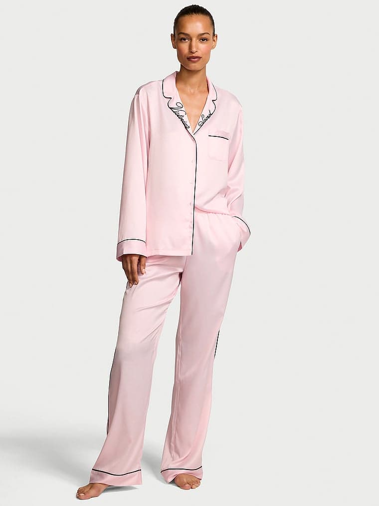 Glazed Satin Long Pajama Set