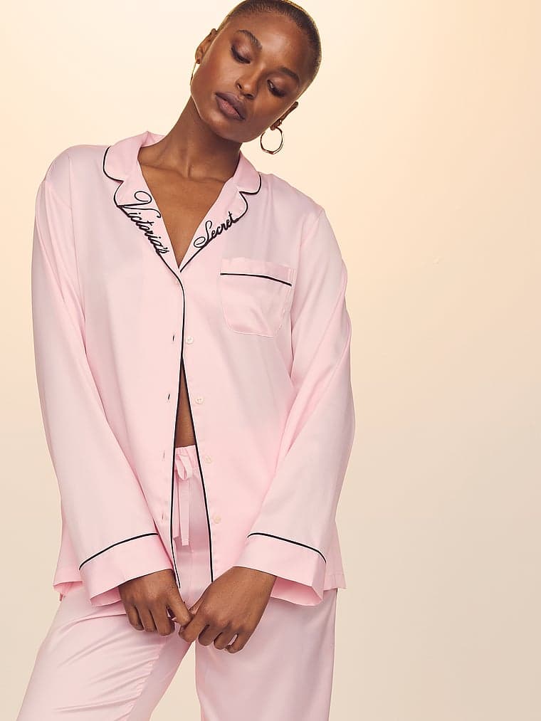 Glazed Satin Long Pajama Set thumbnail 6