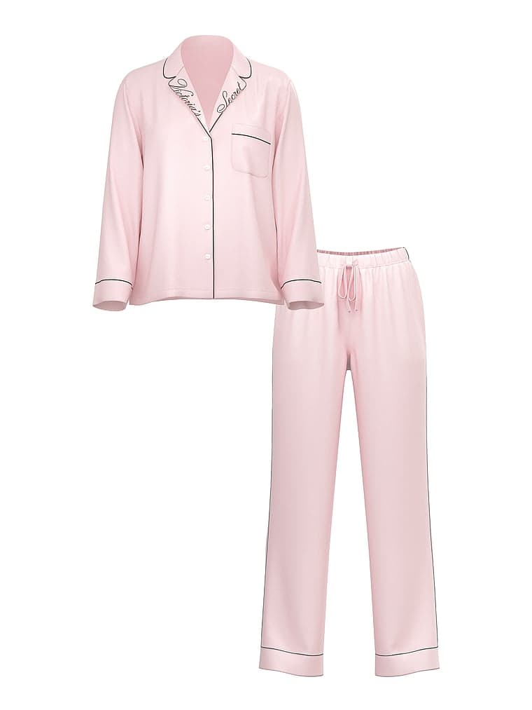 Glazed Satin Long Pajama Set thumbnail 4