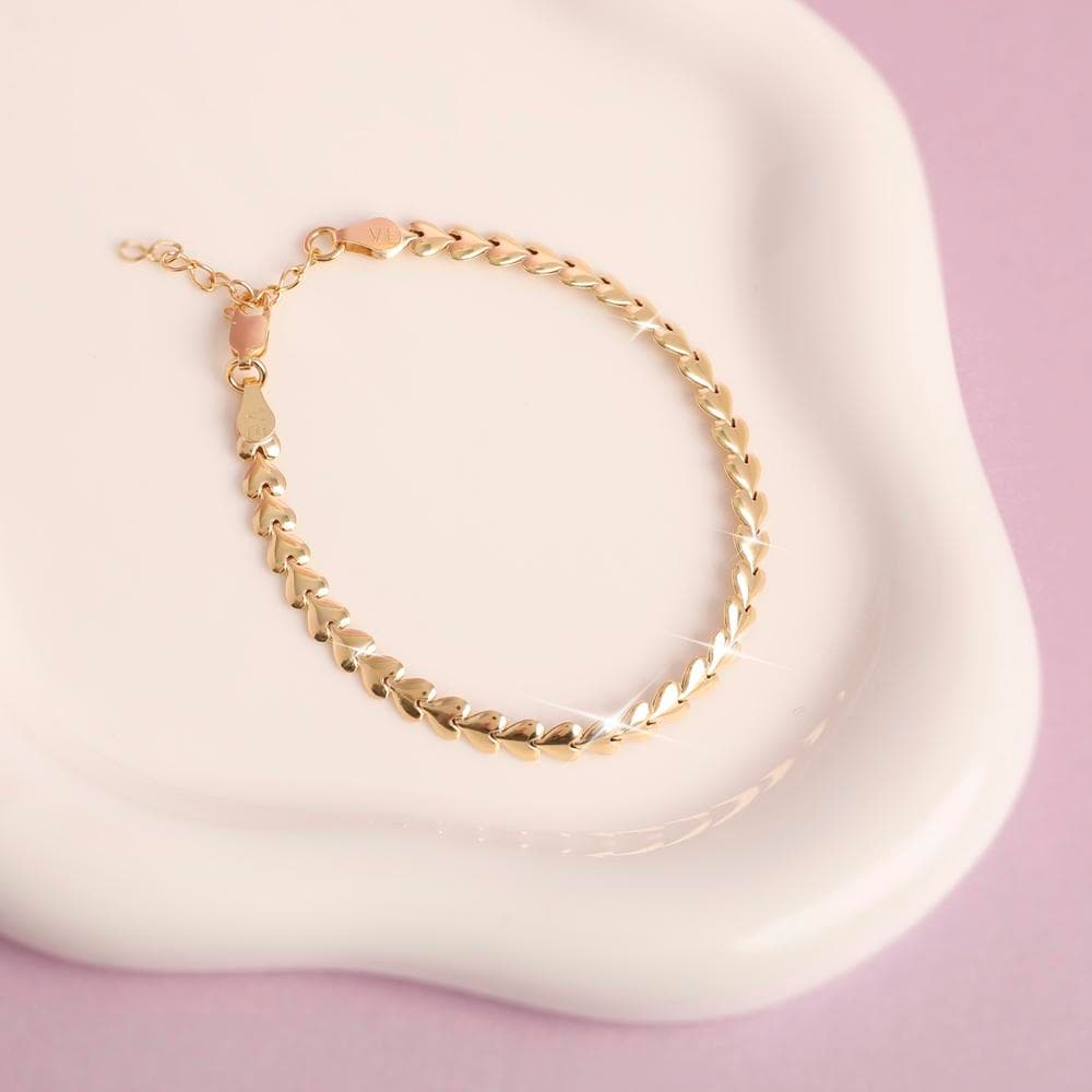 18ct Gold Vermeil On Silver Heart Bracelet thumbnail 3