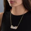 Diamond Accent Hammered Name and Heart Ribbon Accent Plate Necklace in Sterling Silver and 24K Gold Plate (1 Line) thumbnail 13
