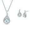 Aquamarine and Lab-Created White Sapphire Twisted Teardrop Pendant and Drop Earrings Set in Sterling Silver thumbnail 3