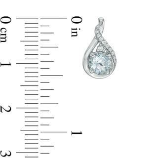 Aquamarine and Lab-Created White Sapphire Twisted Teardrop Pendant and Drop Earrings Set in Sterling Silver thumbnail 10