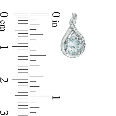 Aquamarine and Lab-Created White Sapphire Twisted Teardrop Pendant and Drop Earrings Set in Sterling Silver thumbnail 9