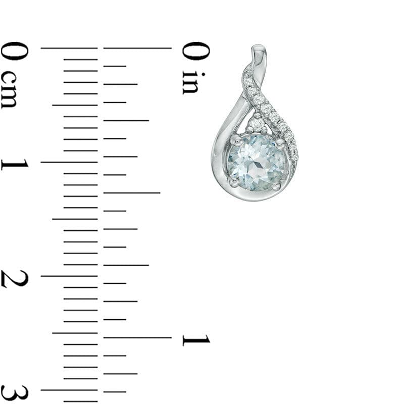 Aquamarine and Lab-Created White Sapphire Twisted Teardrop Pendant and Drop Earrings Set in Sterling Silver thumbnail 6
