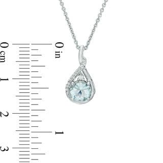 Aquamarine and Lab-Created White Sapphire Twisted Teardrop Pendant and Drop Earrings Set in Sterling Silver thumbnail 15