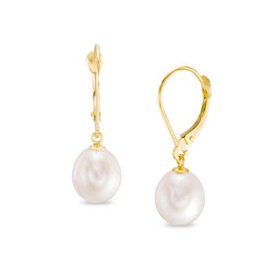 8.0-9.0mm Baroque Freshwater Cultured Pearl Drop Earrings in 14K Gold thumbnail 4