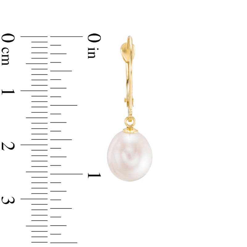 8.0-9.0mm Baroque Freshwater Cultured Pearl Drop Earrings in 14K Gold thumbnail 6