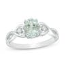 Oval Aquamarine and Diamond Accent Heart Sides Promise Ring in Sterling Silver thumbnail 3