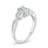 Oval Aquamarine and Diamond Accent Heart Sides Promise Ring in Sterling Silver thumbnail 8