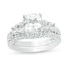 7.0mm Cushion-Cut Lab-Created White Sapphire Bridal Set in Sterling Silver thumbnail 3