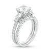 7.0mm Cushion-Cut Lab-Created White Sapphire Bridal Set in Sterling Silver thumbnail 13