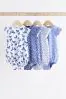 Blue Floral Baby Bloomer Rompers 4 Pack - Image 1