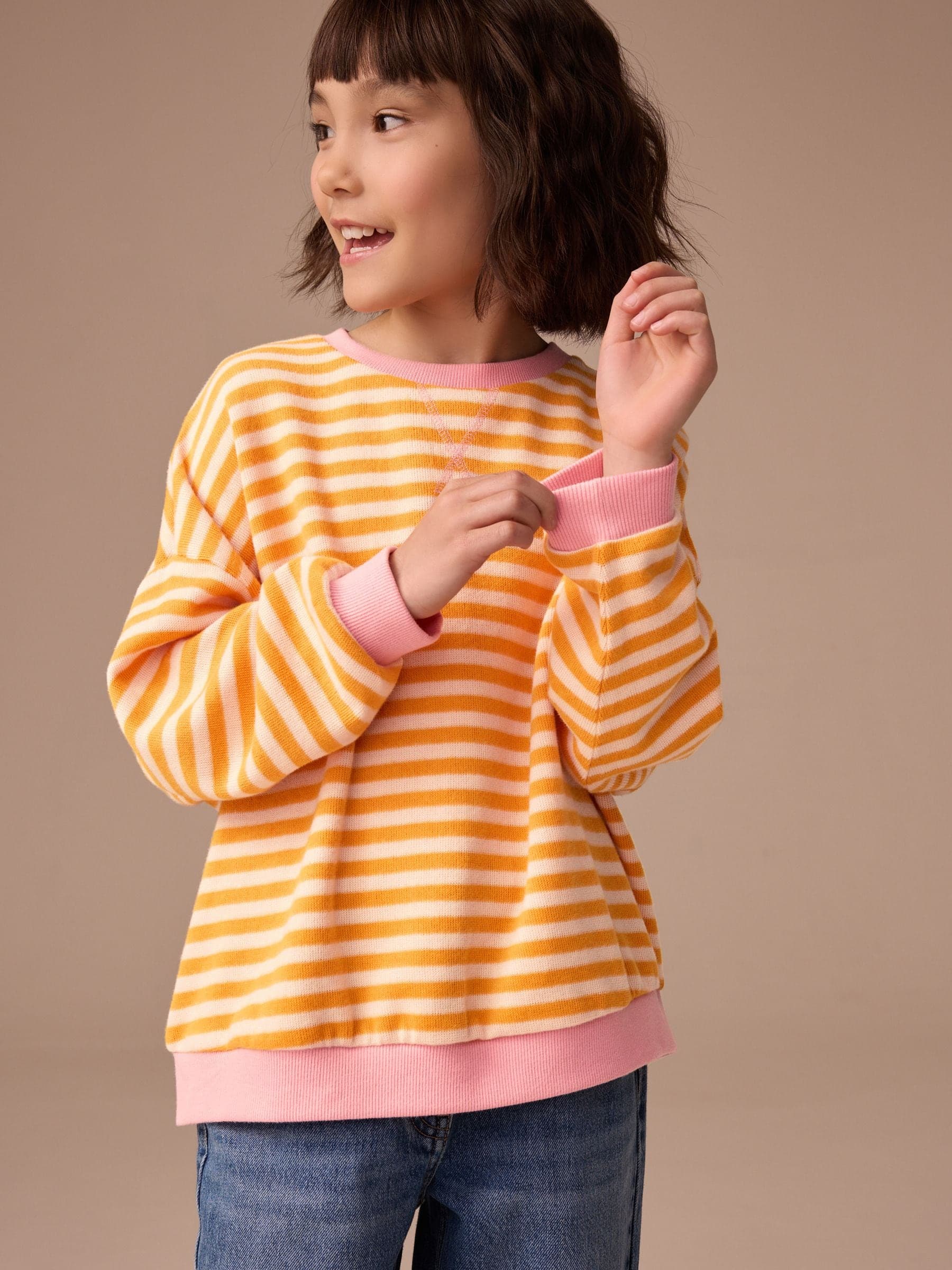 Orange/Pink Oversized Cosy Rib Sweatshirt (3-16yrs) - Image 1