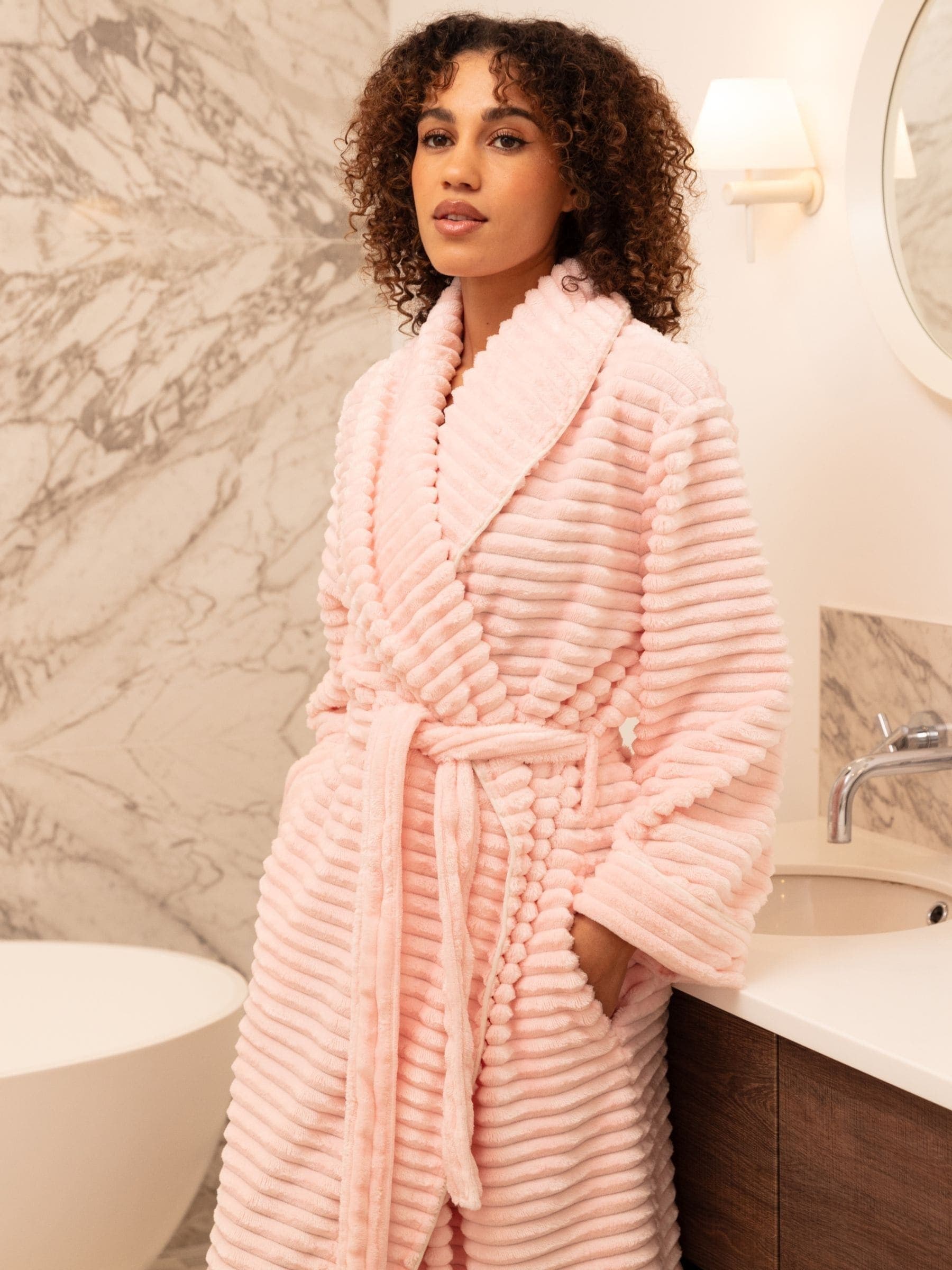 Cyberjammies Pink Striped Sealskin Fleecy Dressing Gown - Image 1