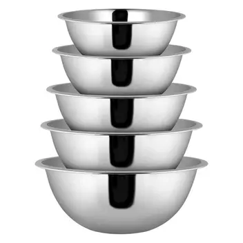 Conjunto De Tigelas Aço Inox Bowls Saladeira Bacia Aço Inox 5 Peças - HM - Tigela - Magazine Luiza - Image 1