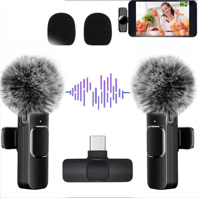 NEW 2.4G Wireless Lavalier Microphone Windproof Audio Video Recording Mic for IPhone/Android Live Broadcast Interview Vlog Mic - AliExpress - Image 1