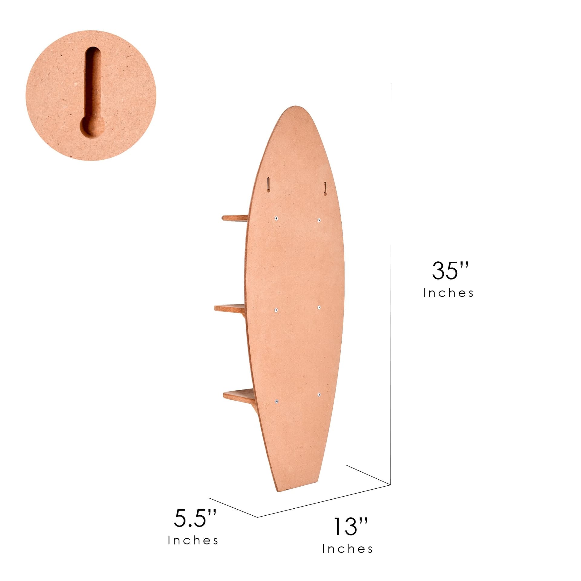 American Art Decor Reyn Spooner Biscus Bounth Earth Red Surfboard Printed Wall Shelf - 13" x 35" x 7.5" - 35" x 13" x 5.5" - Image 1