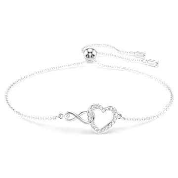 Hyperbola bracelet, Infinity and heart, White, Rhodium plated - Image 1