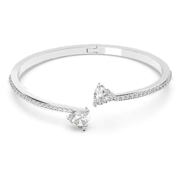Mesmera Attract bangle, Heart, White, Rhodium plated - Image 1
