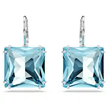 Millenia drop earrings, Square cut, Blue, Rhodium plated - Image 1