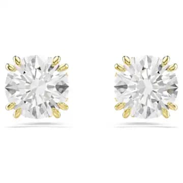 Stilla stud earrings, Round cut, White, Gold-tone plated - Image 1