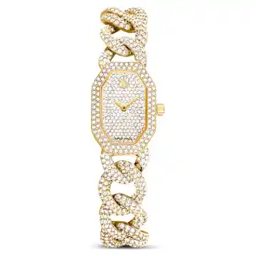 Dextera chain watch, Swiss Made, Crystal bracelet, Gold tone, Gold-tone finish - Image 1