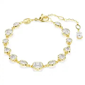 Imber bracelet, Mixed cuts, White, Gold-tone plated - Image 1
