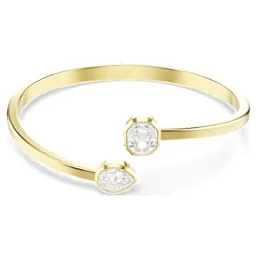 Imber bangle, Mixed cuts, White, Gold-tone plated - Image 1